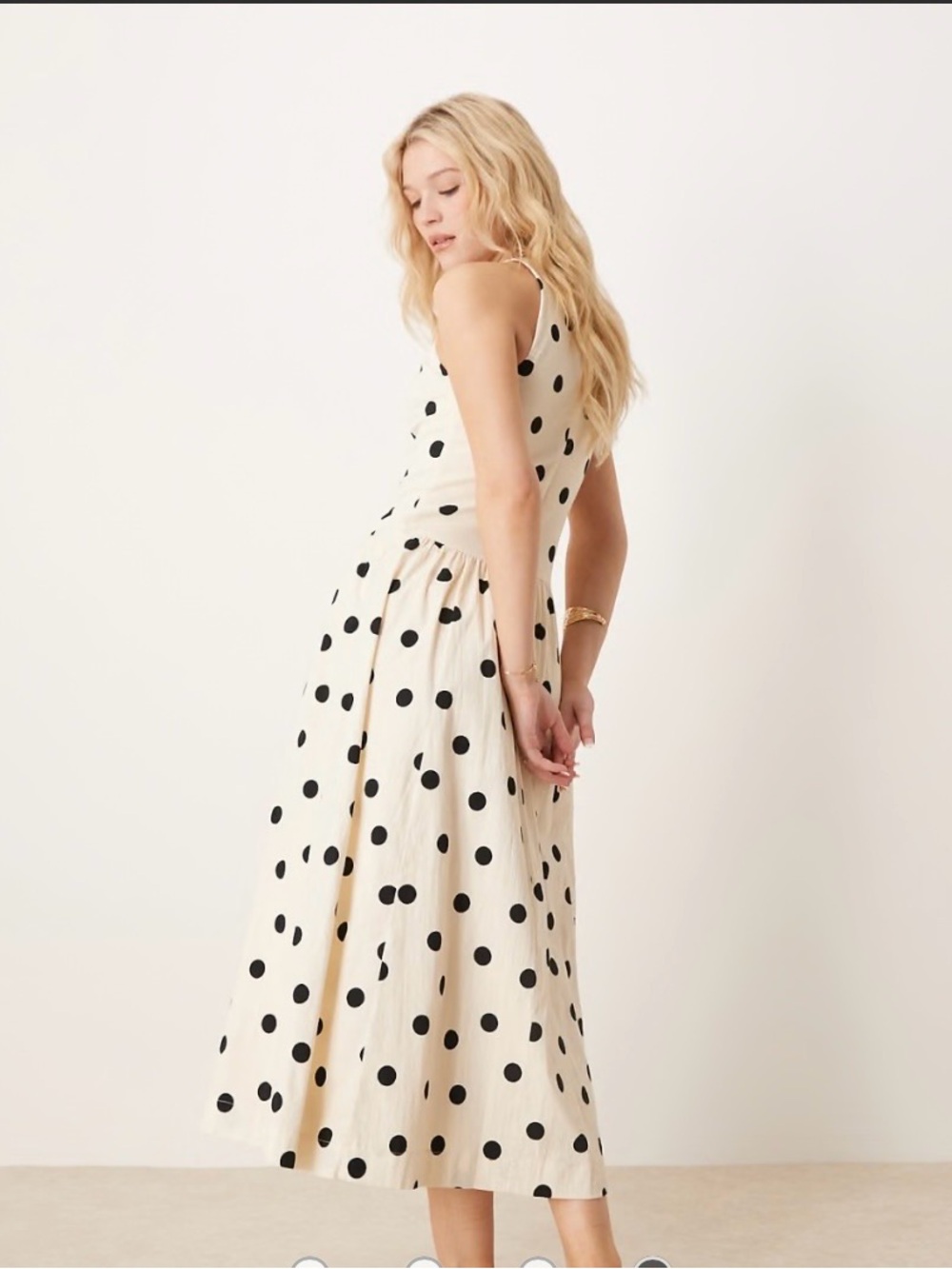 Abercrombie & Fitch High Halter Polka Dot Pockets Midi Dress Size M MSRP $120 - Picture 6 of 9